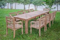 Teak tuintafel 300x100cm + 10 stationsstoelen